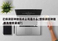 已投资区块链技术公司是什么[想投资区块链,都有哪些渠道?]